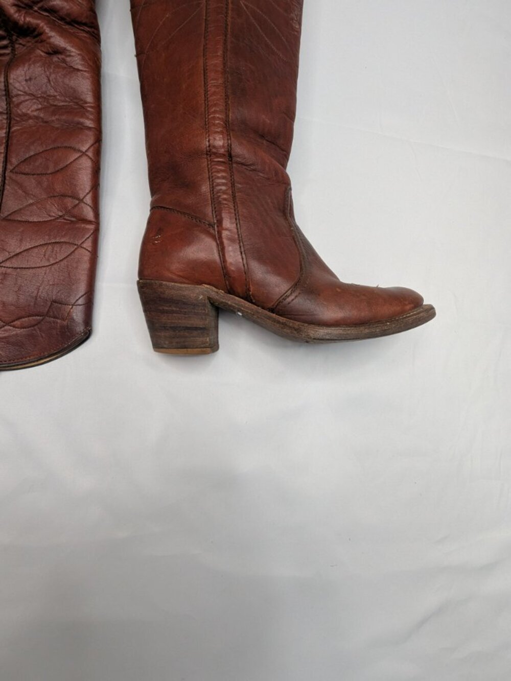 Vintage 1950-1970 FRYE Black Label Campus Stitch Tall Leather Boots 8558 6.5B - Picture 8 of 16